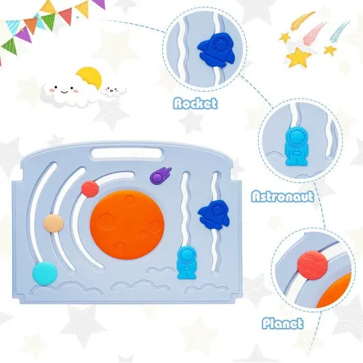 16-Panel Baby Playpen Safety Play Center with Lockable Gate-Blue