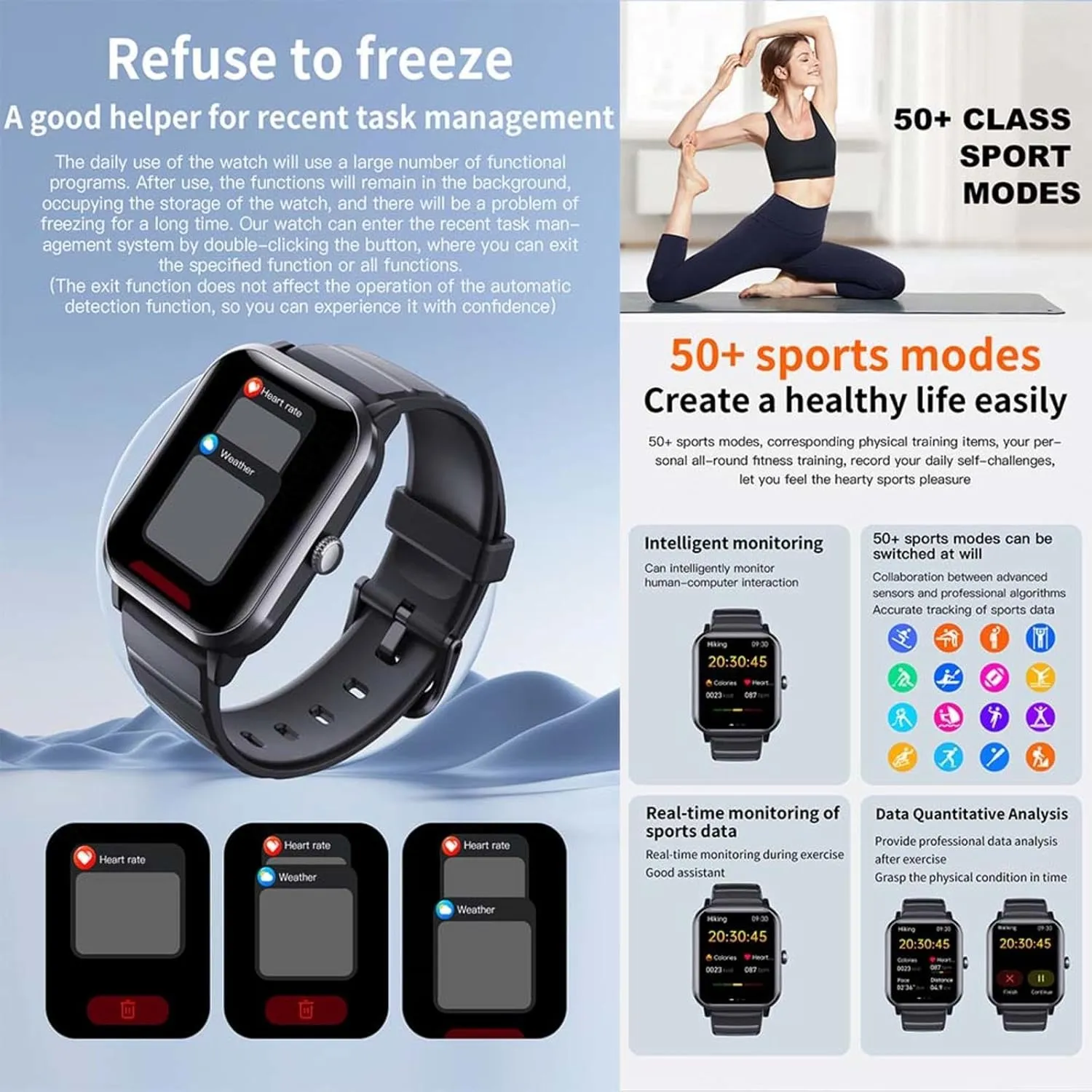2025 Watches for Men - Heart Rate 1.9" Sleep Tracker Watch Heart Rate Monitor Festive Gift F330702,BlackMilan