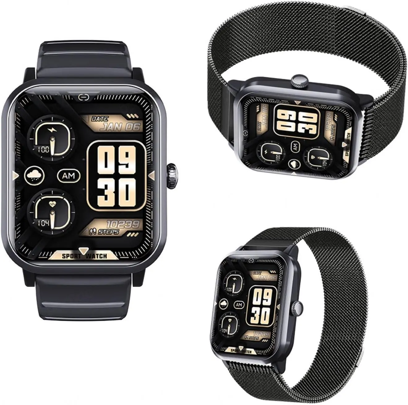 2025 Watches for Men - Heart Rate 1.9" Sleep Tracker Watch Heart Rate Monitor Festive Gift F330702,BlackMilan