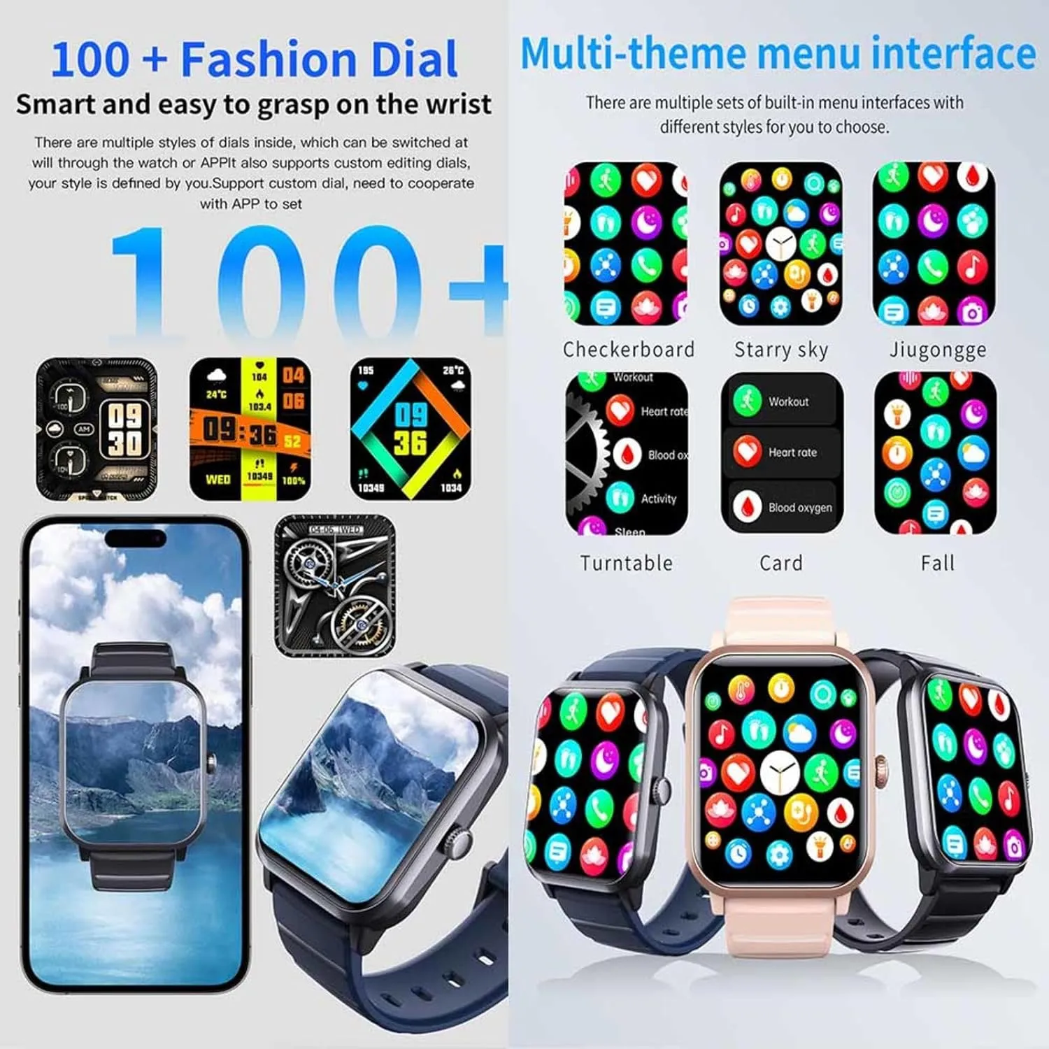 2025 Watches for Men - Watch That Monitors Bp 1.9" Smart Watch Fitness Tracker Smart Notifications Fitness and Sports F330528,Blue