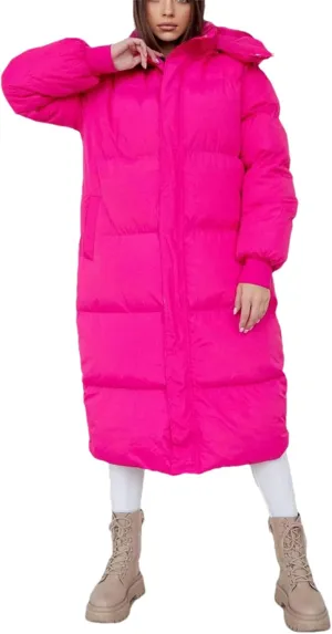 Adhdyuud Women Winter Cotton Padded Casual Coat Oversize Solid Over-The-Knee Outwear Jacket