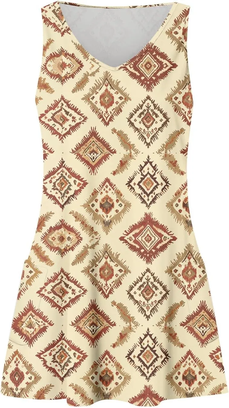 ADHOWBEW Womens Casual Dresses Loose Fit Sexy Hawaiian Casual Sleeveless Tank Dresses Beach Comfy Cute Dress