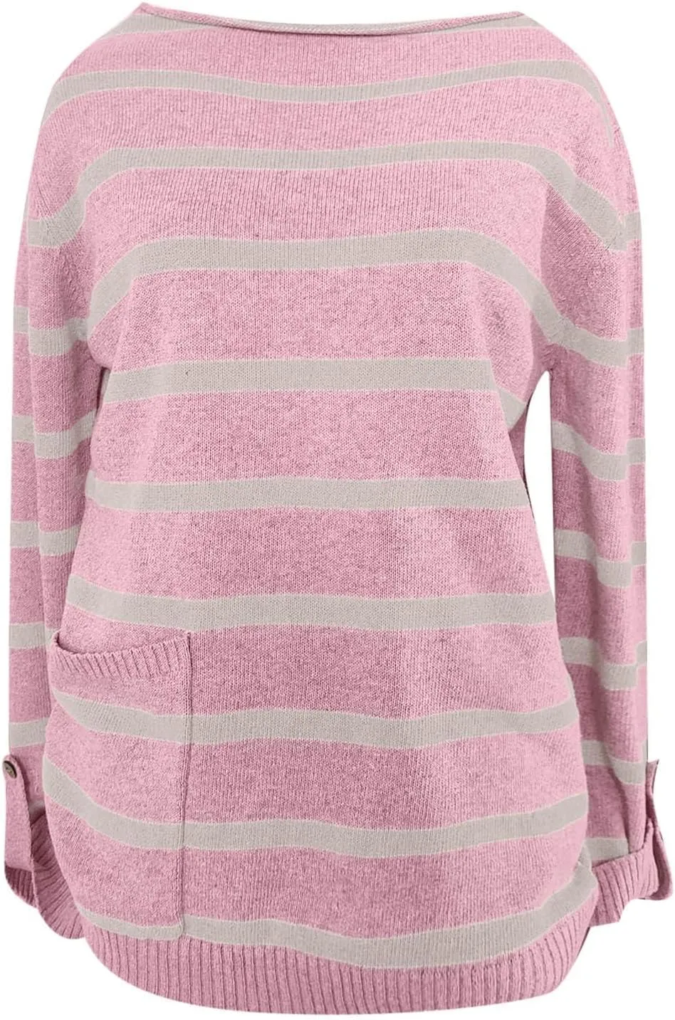 Akivide Womens Oversized Striped Sweaters Winter Fall Trendy Lightweight Long Sleeve Crewneck Loose Knit Pullover Outfit