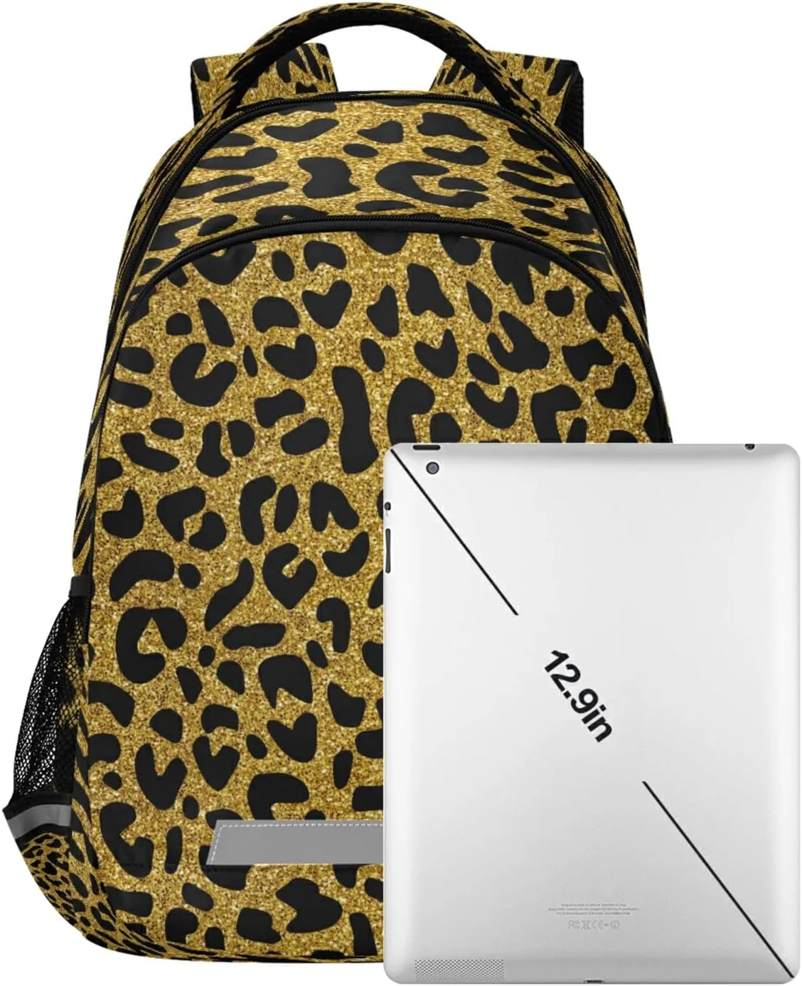ALAZA Golden Leopard Print Cheetah Backpack For Students Boys Girls School Bag Animal Print Travel Daypack