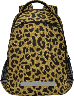 ALAZA Golden Leopard Print Cheetah Backpack For Students Boys Girls School Bag Animal Print Travel Daypack