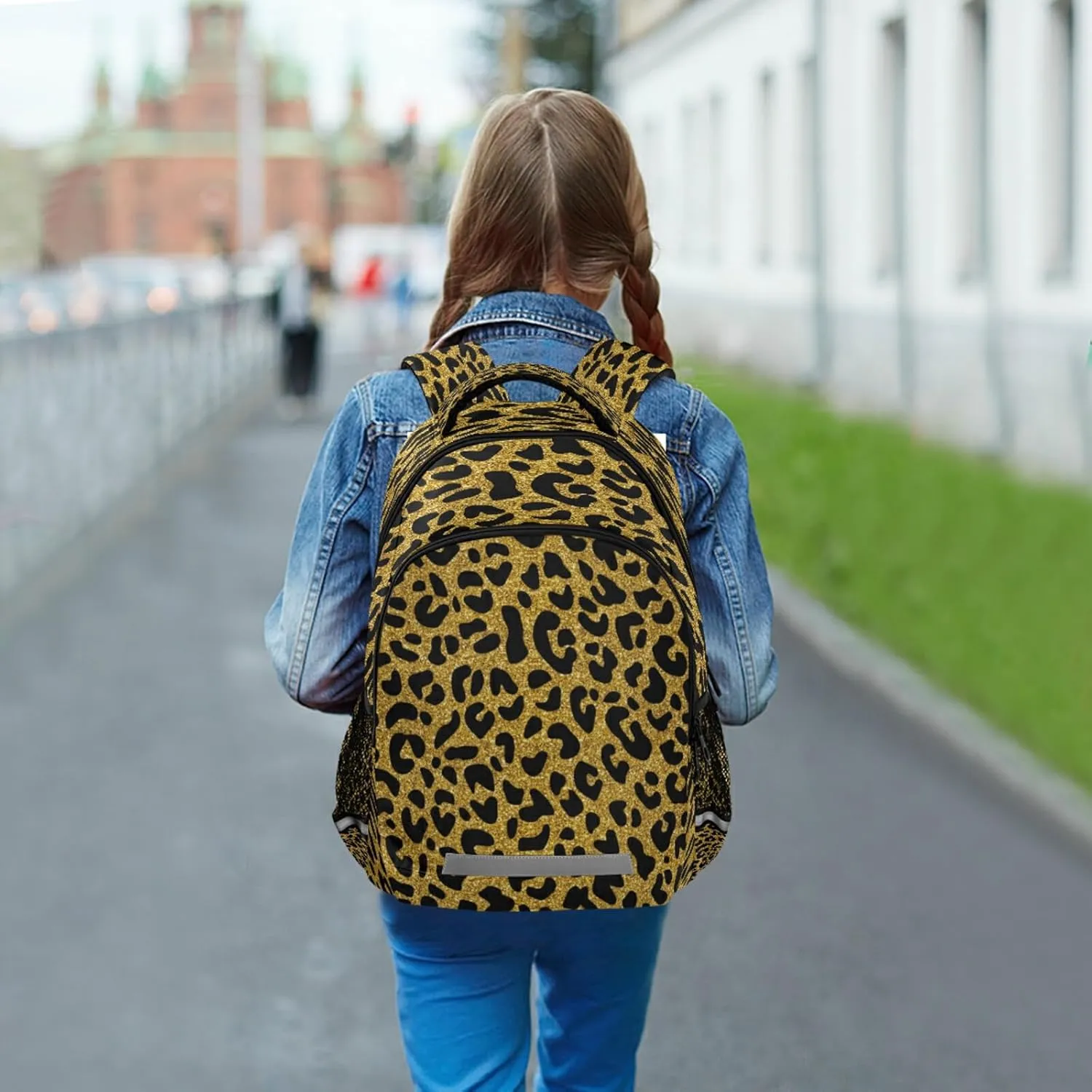 ALAZA Golden Leopard Print Cheetah Backpack For Students Boys Girls School Bag Animal Print Travel Daypack