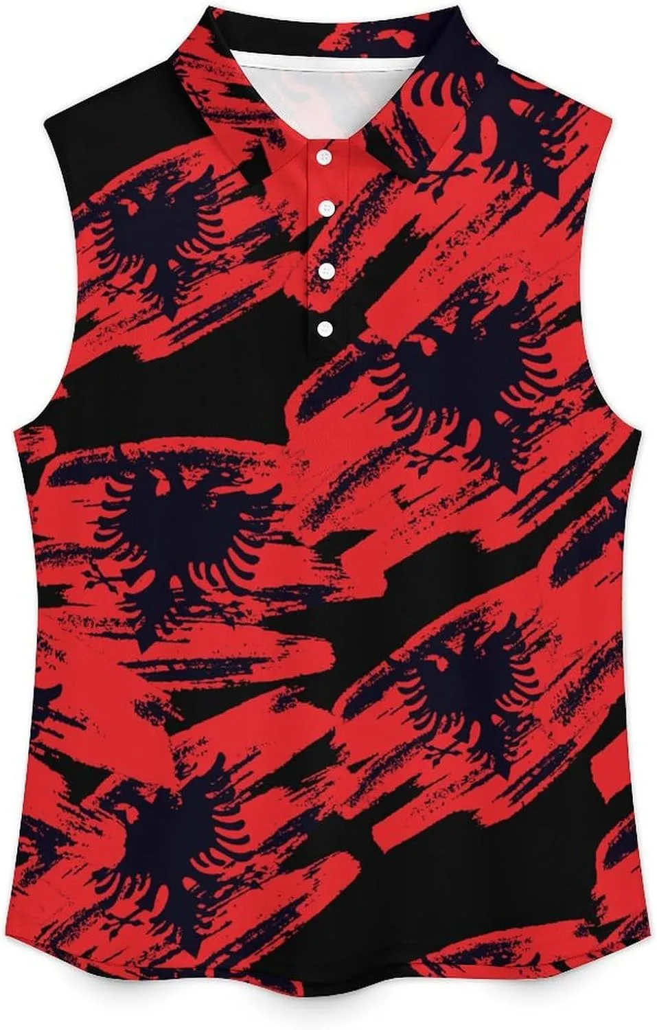 Albanian Flag Women's Sleeveless Golf Polo Shirts Athletic Tank Tops