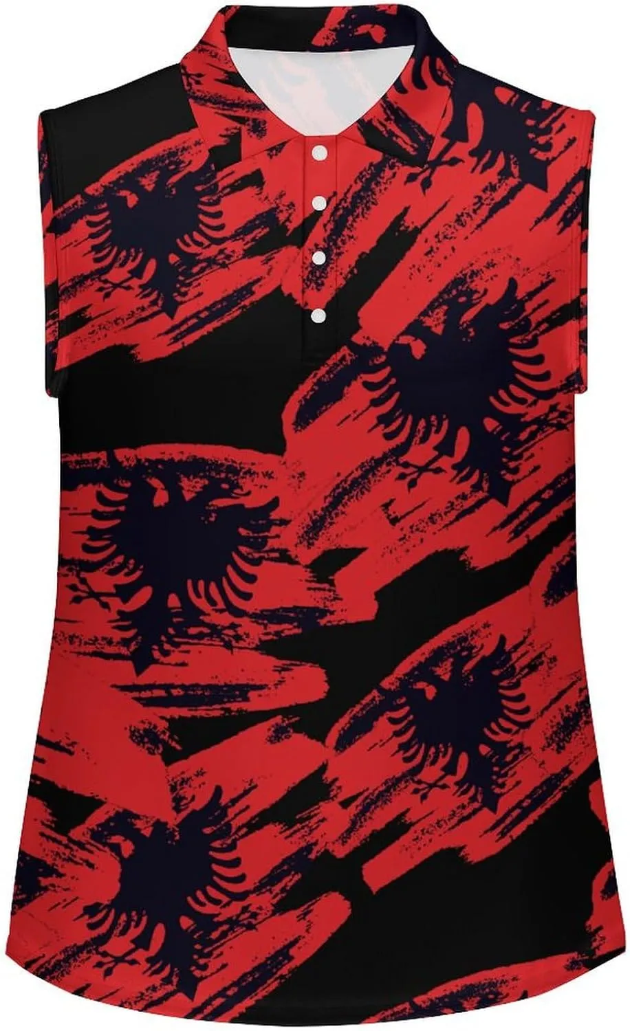 Albanian Flag Women's Sleeveless Golf Polo Shirts Athletic Tank Tops
