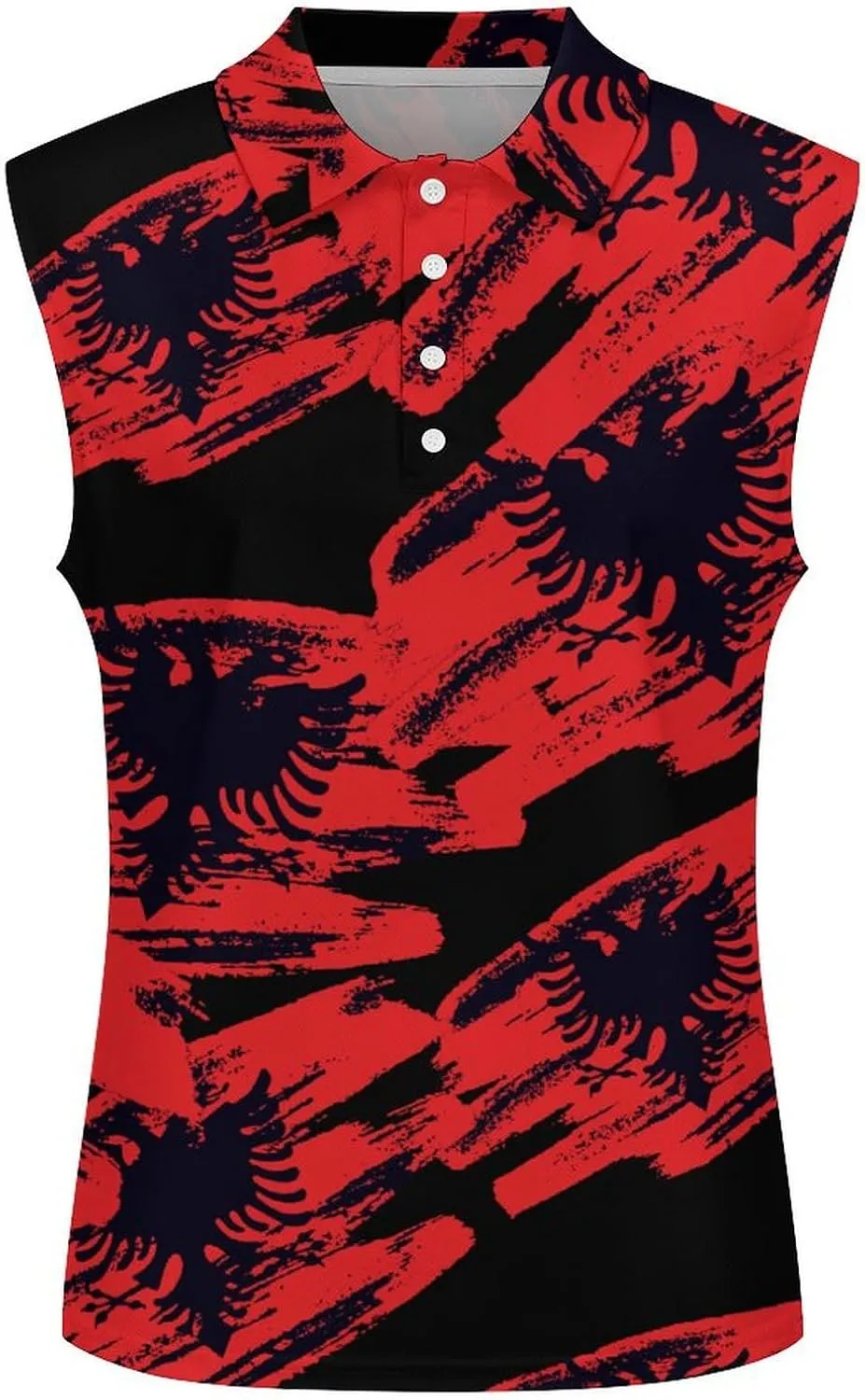 Albanian Flag Women's Sleeveless Golf Polo Shirts Athletic Tank Tops