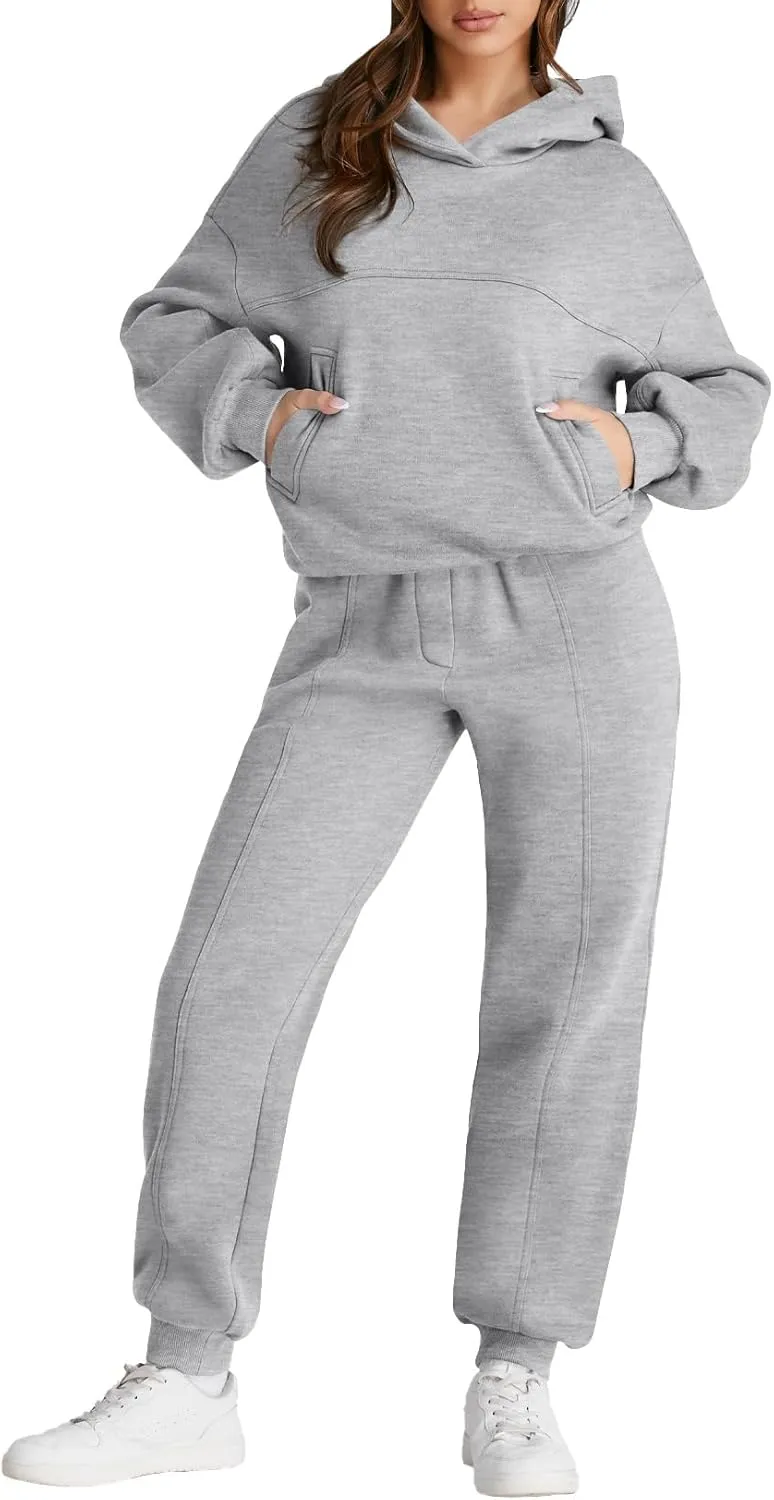 Aleumdr Womens 2 Piece Outfits Matching Sets Sweatsuit Hoodie Oversized Sweatshirts with Sweatpants Tracksuits Fall Outfits