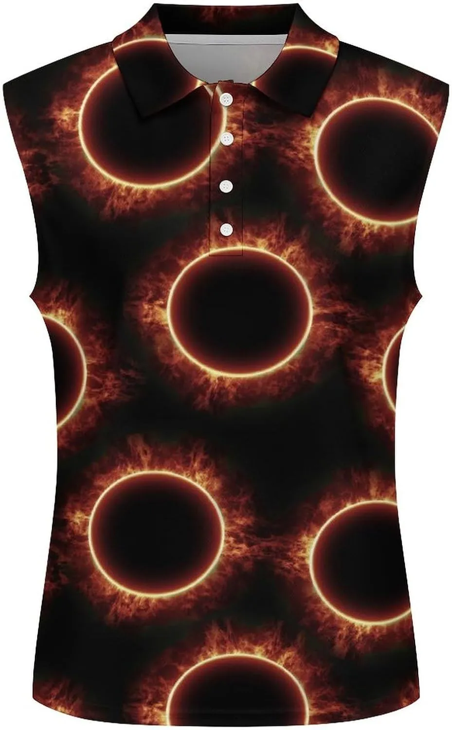 Amazing Solar Eclipse Pattern Women's Sleeveless Golf Polo Shirts Athletic Tank Tops
