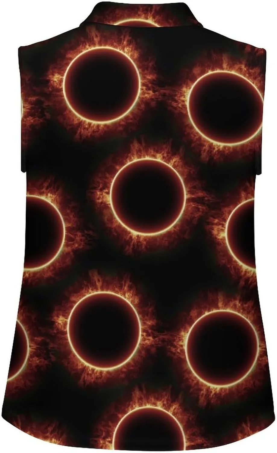 Amazing Solar Eclipse Pattern Women's Sleeveless Golf Polo Shirts Athletic Tank Tops