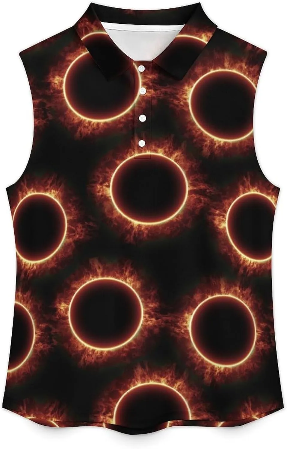 Amazing Solar Eclipse Pattern Women's Sleeveless Golf Polo Shirts Athletic Tank Tops