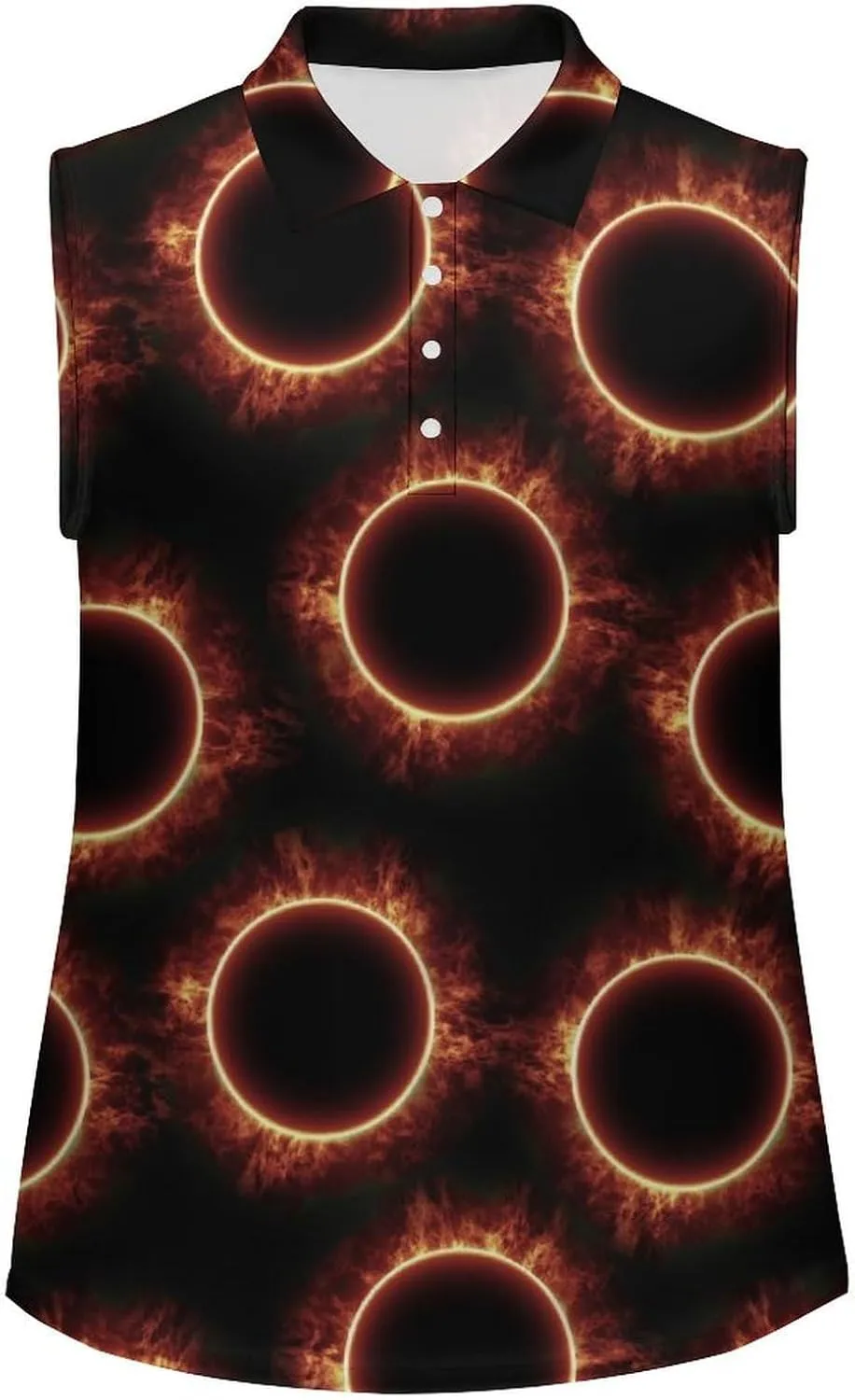 Amazing Solar Eclipse Pattern Women's Sleeveless Golf Polo Shirts Athletic Tank Tops