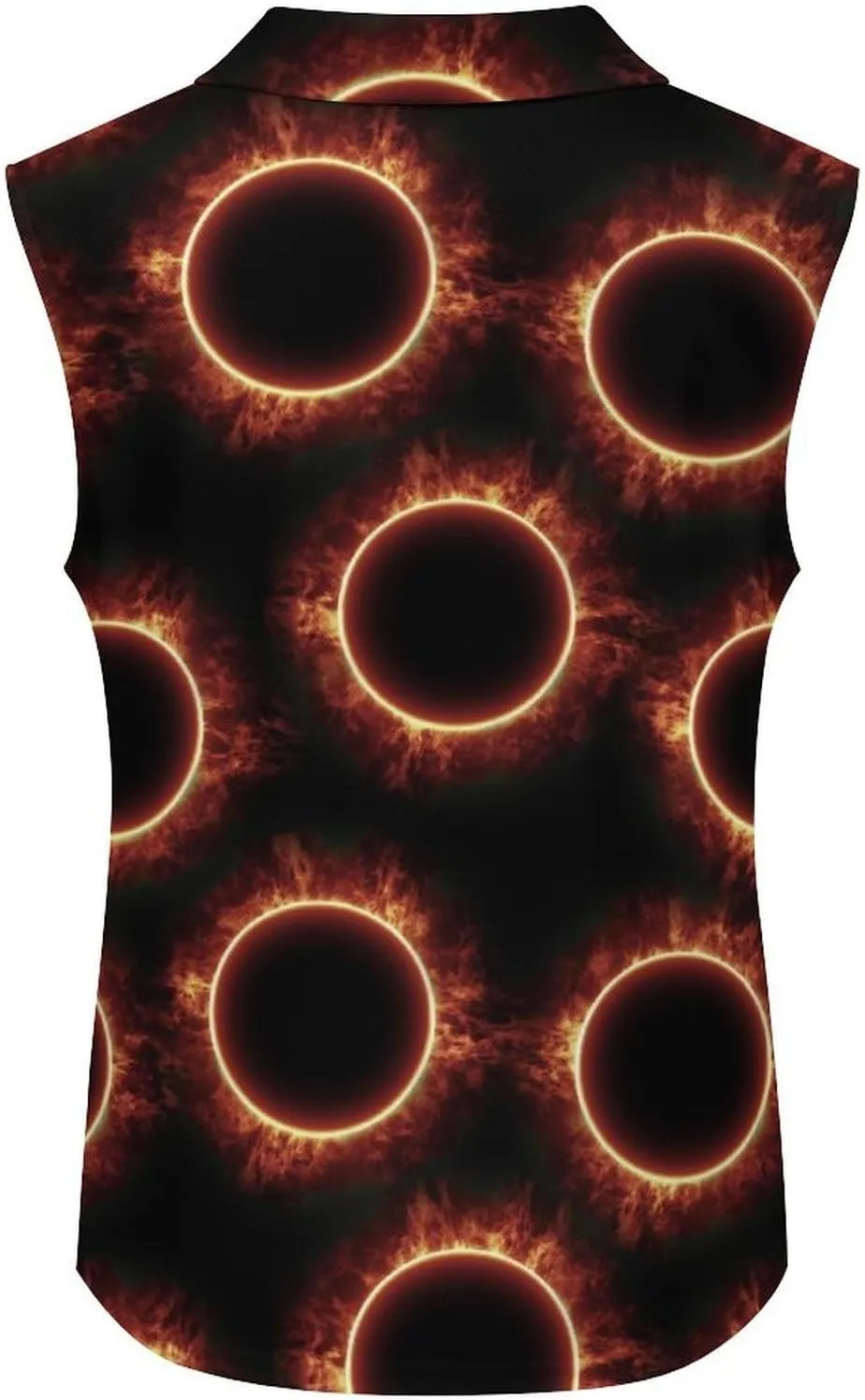 Amazing Solar Eclipse Pattern Women's Sleeveless Golf Polo Shirts Athletic Tank Tops