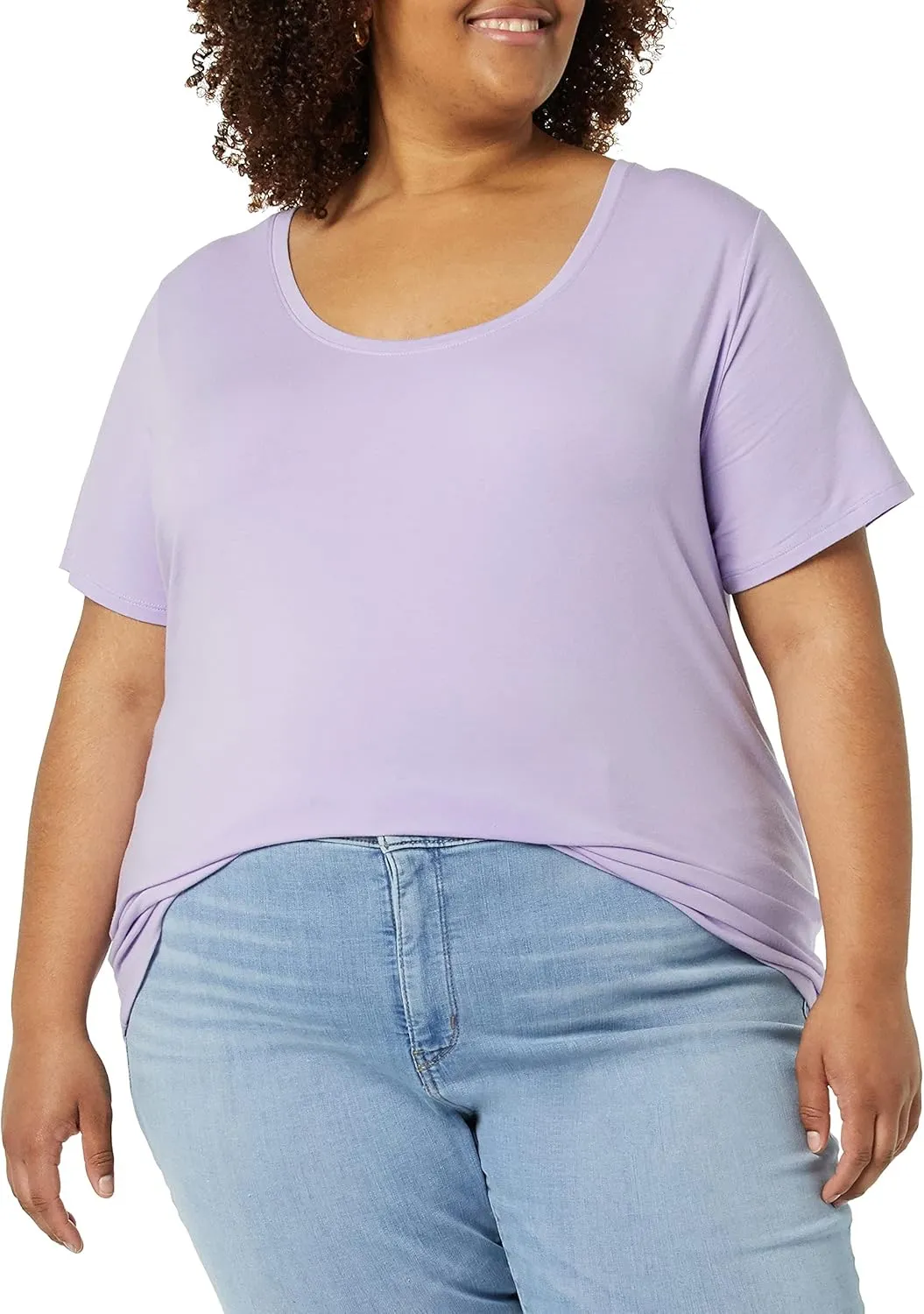 Amazon Essentials Women's Classic-Fit Short-Sleeve Scoop Neck T-Shirt (Available in Plus Size), Pack of 2