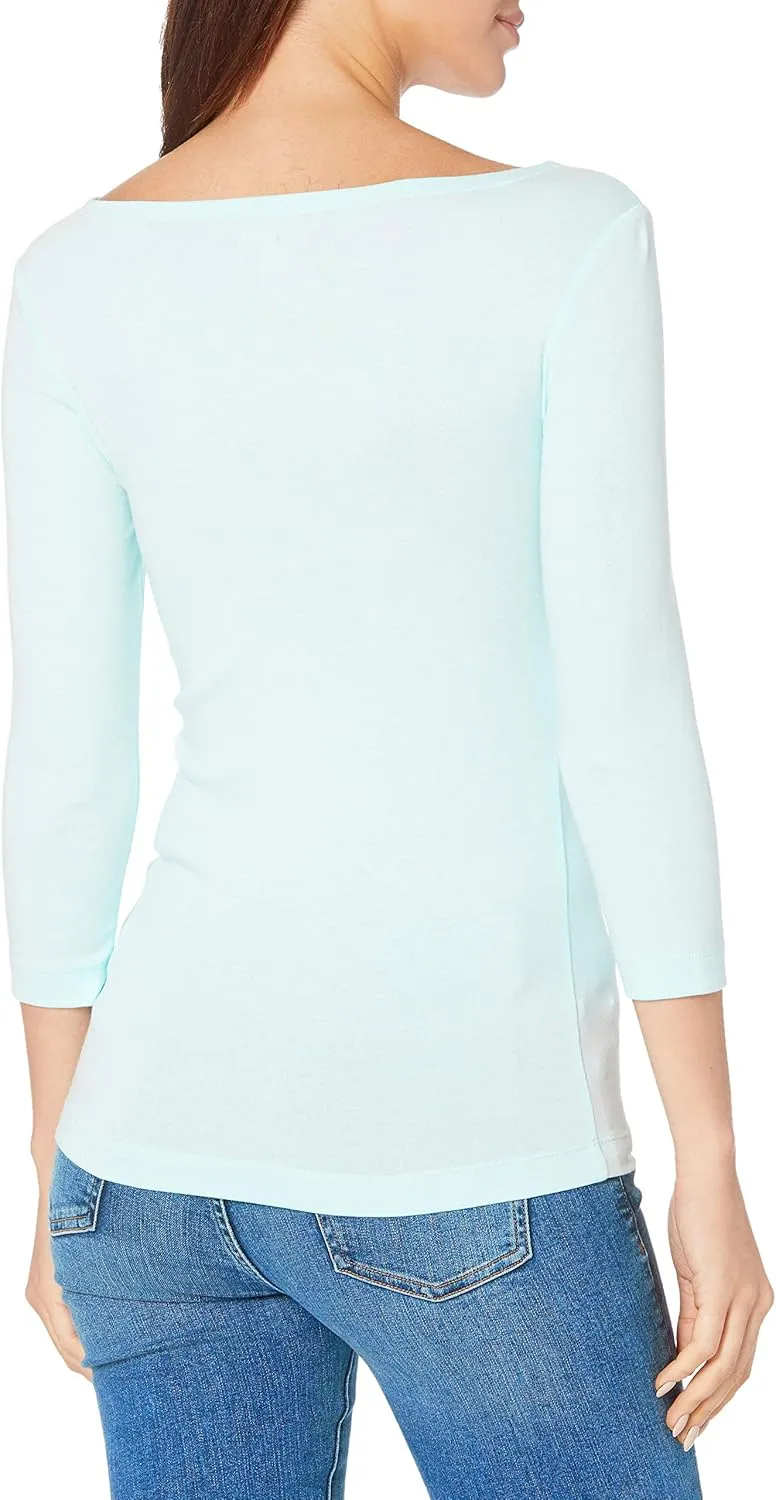 Amazon Essentials Women's Slim-Fit 3/4 Sleeve Boat Neck T-Shirt
