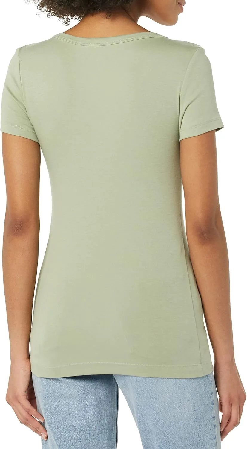 Amazon Essentials Women's Slim-Fit Short-Sleeve V-Neck T-Shirt, Pack of 2