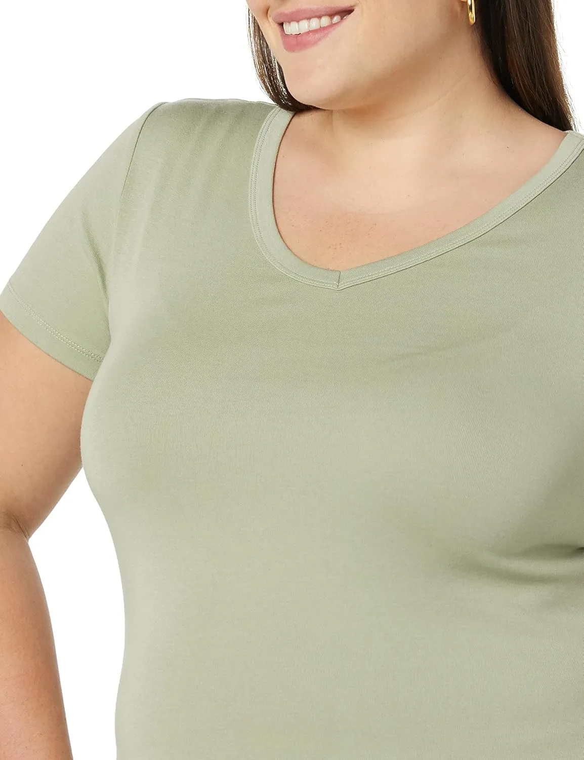 Amazon Essentials Women's Slim-Fit Short-Sleeve V-Neck T-Shirt, Pack of 2