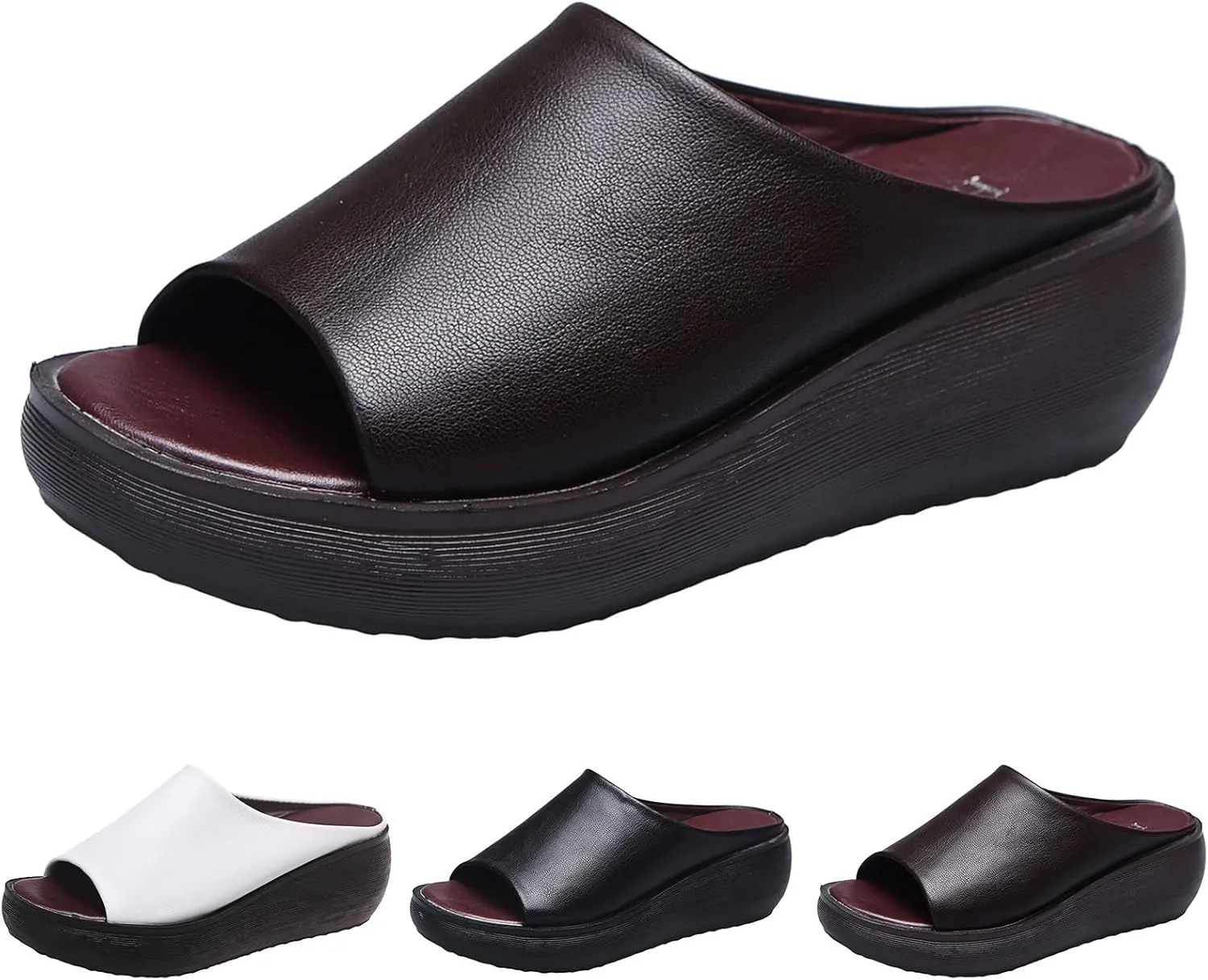 AMDBEL Slipper Sandals for Women Wedges Slides,Women's Dressy Platform Summer Comfortable Casual Slip On Shoes Beach Sandals
