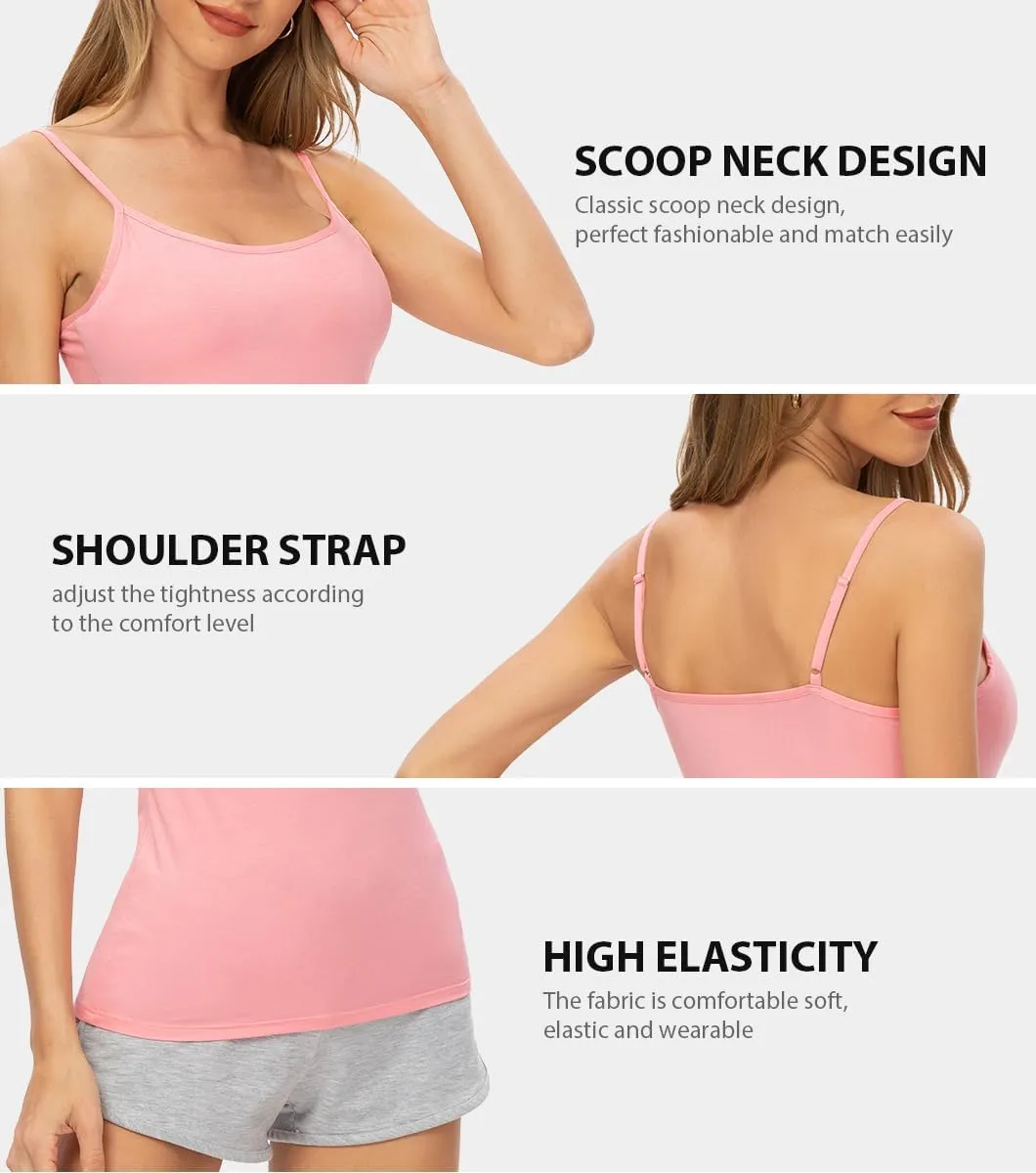 AMVELOP 2-4 PCS Camisole for Women Casual Sleeveless Layer Undershirt Adjustable Spaghetti Strap Tank Top Outfit