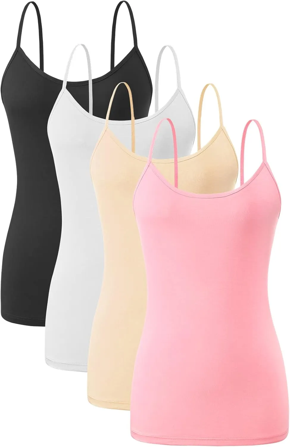 AMVELOP 2-4 PCS Camisole for Women Casual Sleeveless Layer Undershirt Adjustable Spaghetti Strap Tank Top Outfit