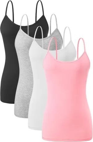 AMVELOP 2-4 PCS Camisole for Women Casual Sleeveless Layer Undershirt Adjustable Spaghetti Strap Tank Top Outfit