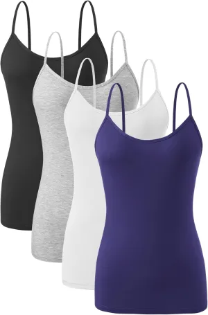 AMVELOP 2-4 PCS Camisole for Women Casual Sleeveless Layer Undershirt Adjustable Spaghetti Strap Tank Top Outfit