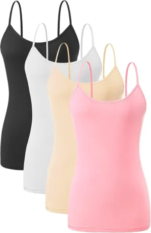 AMVELOP 2-4 PCS Camisole for Women Casual Sleeveless Layer Undershirt Adjustable Spaghetti Strap Tank Top Outfit