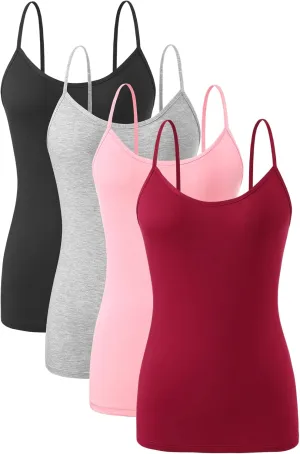 AMVELOP 2-4 PCS Camisole for Women Casual Sleeveless Layer Undershirt Adjustable Spaghetti Strap Tank Top Outfit