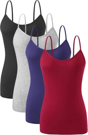 AMVELOP 2-4 PCS Camisole for Women Casual Sleeveless Layer Undershirt Adjustable Spaghetti Strap Tank Top Outfit