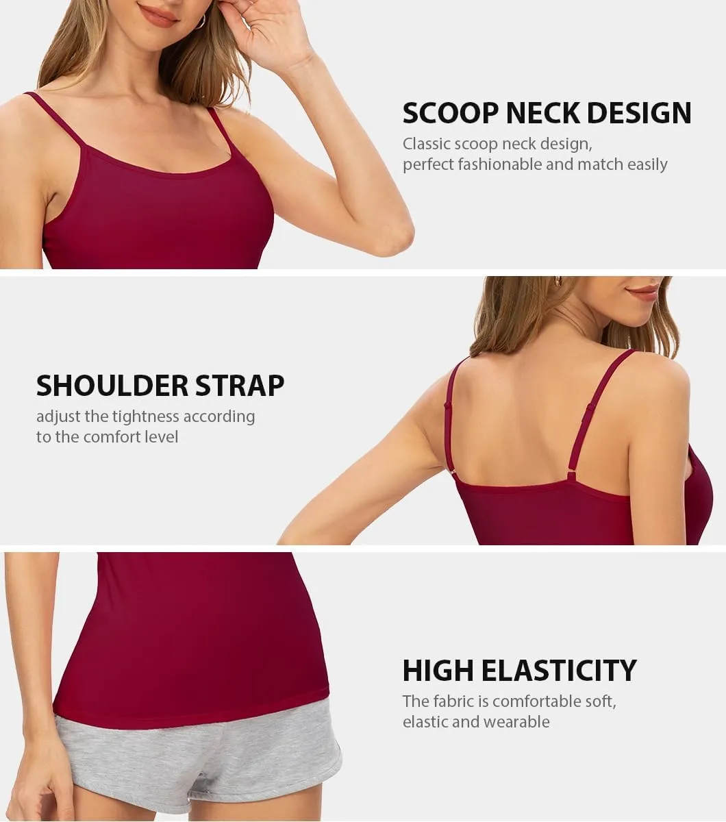 AMVELOP 2-4 PCS Camisole for Women Casual Sleeveless Layer Undershirt Adjustable Spaghetti Strap Tank Top Outfit