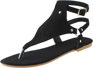 Ankle Strap Sandals for Women Open Toe Shoes Flat Beach Sandals Rhinestone Casual Wear Cute Gladiator Flat Sandals Summer Retro Gladiator Sandals