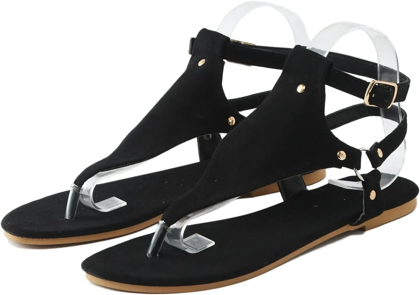 Ankle Strap Sandals for Women Open Toe Shoes Flat Beach Sandals Rhinestone Casual Wear Cute Gladiator Flat Sandals Summer Retro Gladiator Sandals