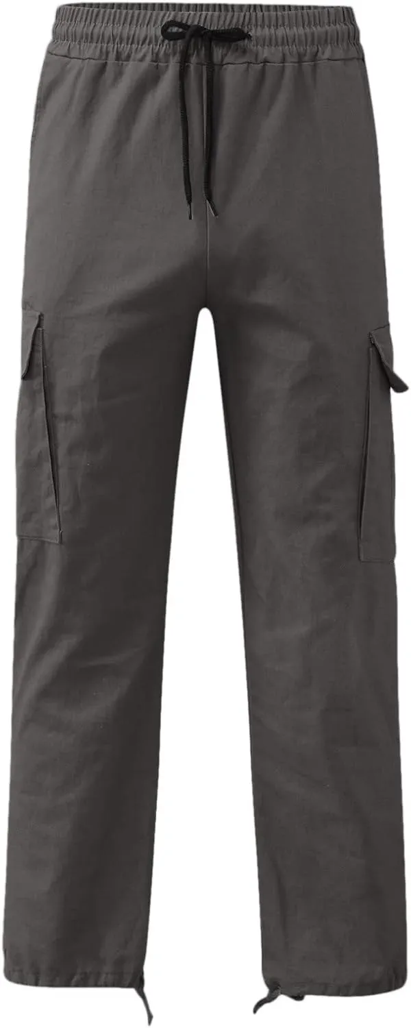 Athletic Joggers Hiking Pants Hat Multi Woven Pocket Foot Rope Solid Pants Street Cargo Gym Hiking Running Sweatpants
