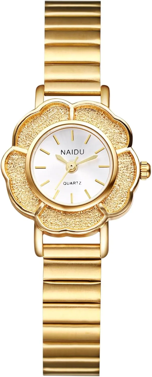 Avaner Women's Stainless Steel Watches: Ultra-Thin Slim Strap Flower-Shaped Small Face Ladies Elegant Dress Wrist Watches