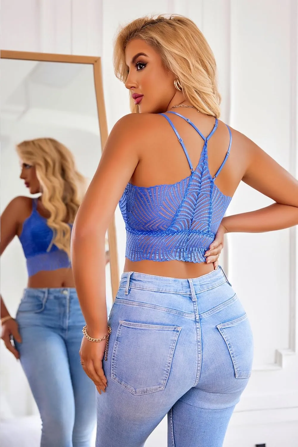 Avidlove Lace Bralette for Women V Neck Camisoles Racerback Adjustable Strap Crop Top
