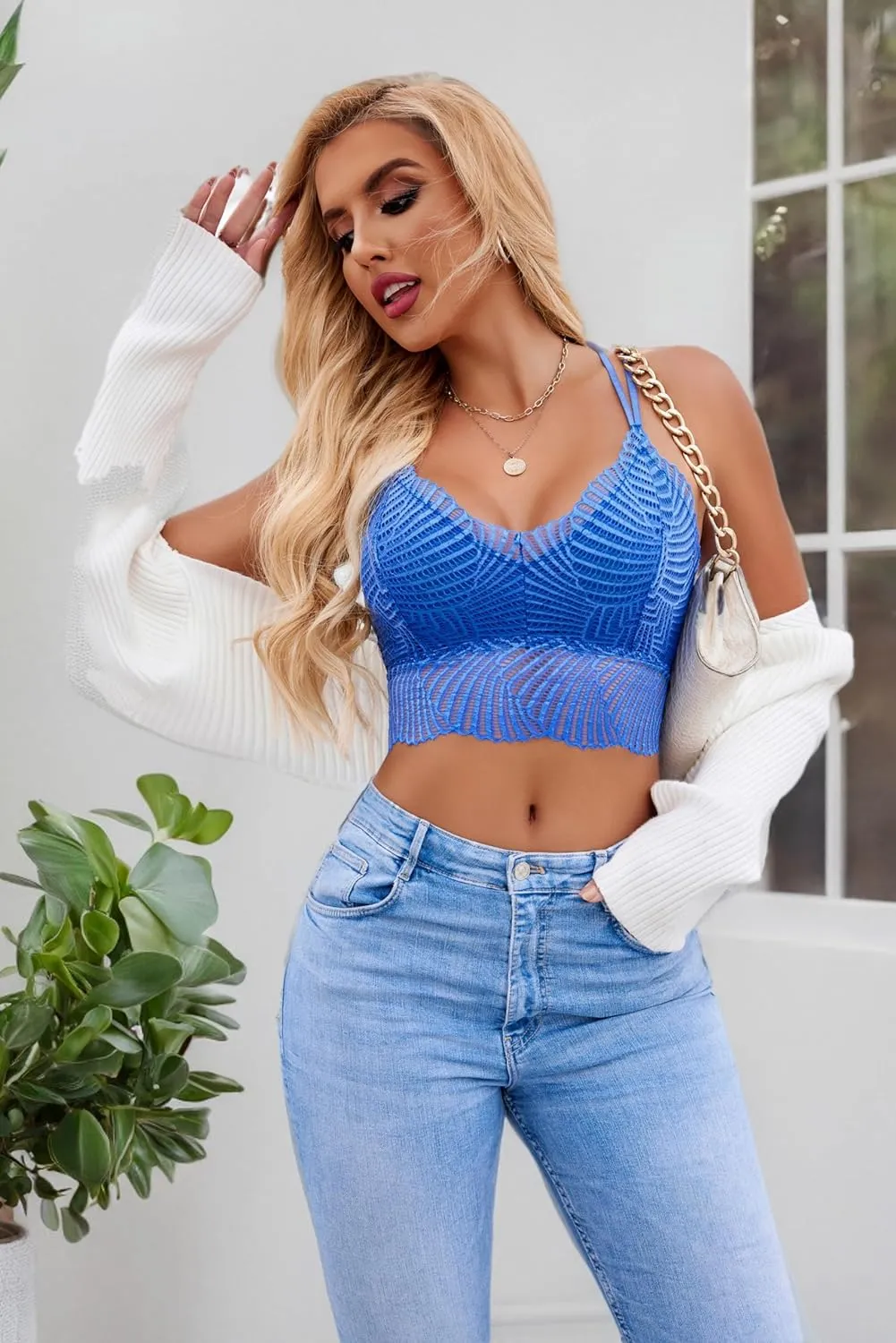Avidlove Lace Bralette for Women V Neck Camisoles Racerback Adjustable Strap Crop Top