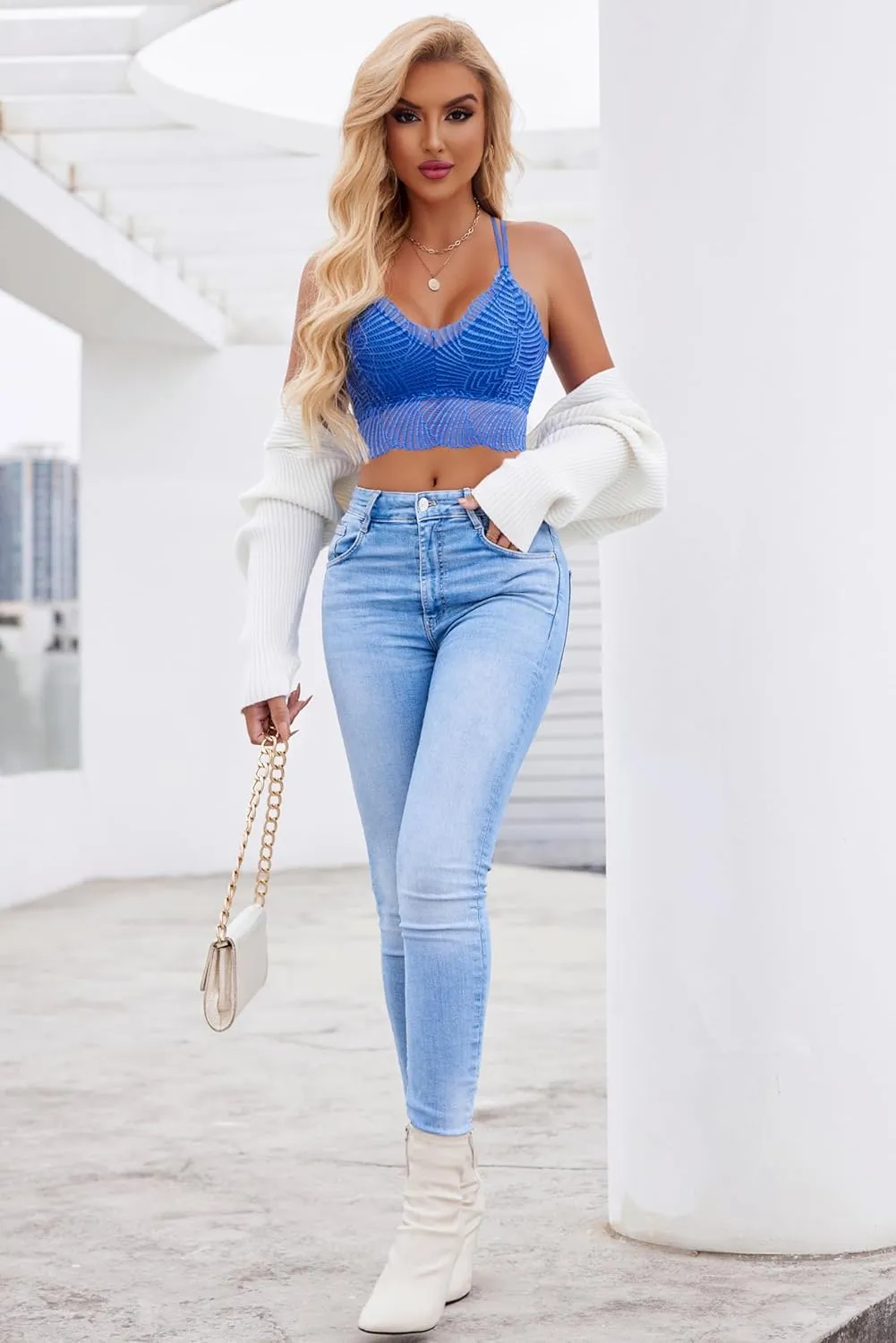 Avidlove Lace Bralette for Women V Neck Camisoles Racerback Adjustable Strap Crop Top