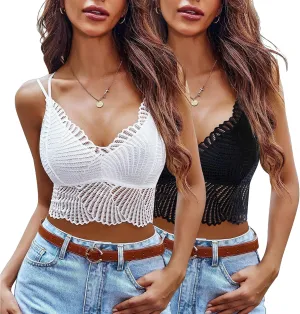Avidlove Lace Bralette for Women V Neck Camisoles Racerback Adjustable Strap Crop Top