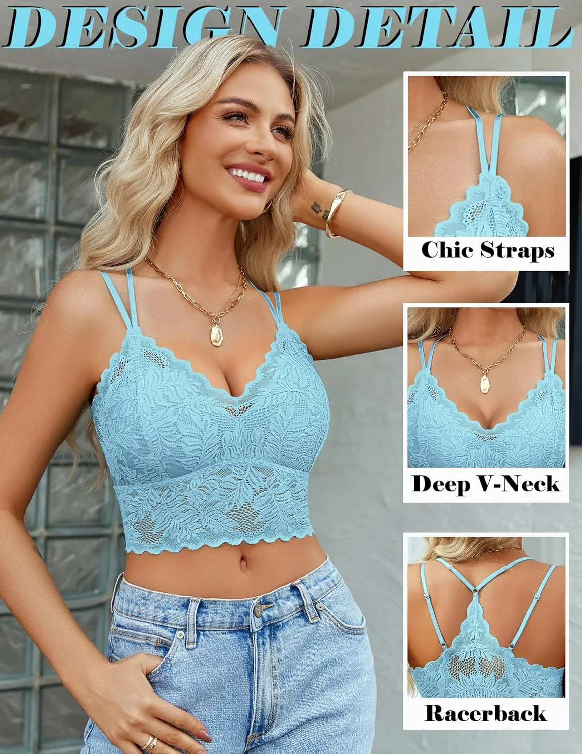 Avidlove Lace Bralette for Women V Neck Camisoles Racerback Adjustable Strap Sexy Crop Tops