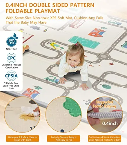 Baby Playpen with Mat, Large Baby Play Yard for Toddler, BPA-Free, Non-Toxic, Safe No Gaps Playards for Babies, Indoor & Outdoor Extra Large Kids Activity Center 79"x59"x26.5" with 0.4" Playmat