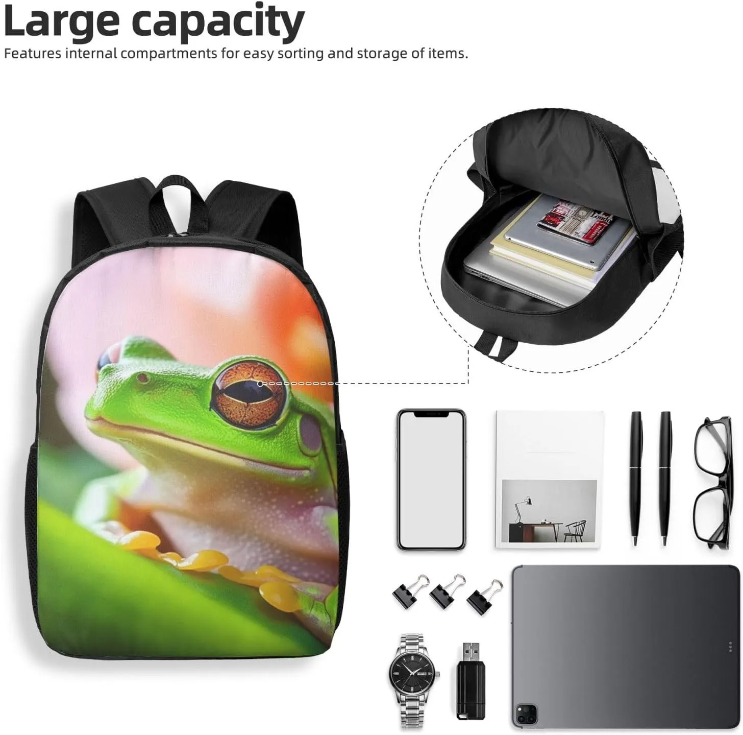 Backpack Travel Laptop Backpack for Men Women Tree Frog Computer Backpacks 17 inch Casual Daypack