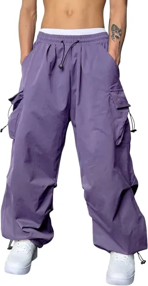 Baggy Cargo Pants for Men Harem Trendy Casual Loose Fit Parachute Pants Tactical Lightweight Hiking Pants