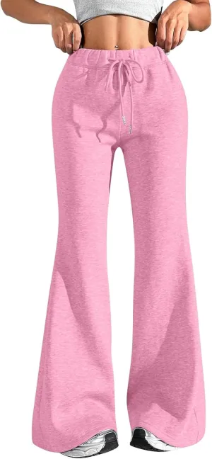 Baggy Wide Leg Sweatpants Women Cotton Drawstring High Waisted Yoga Pants with Pockets Y2k Casual Flowy Flare Pants