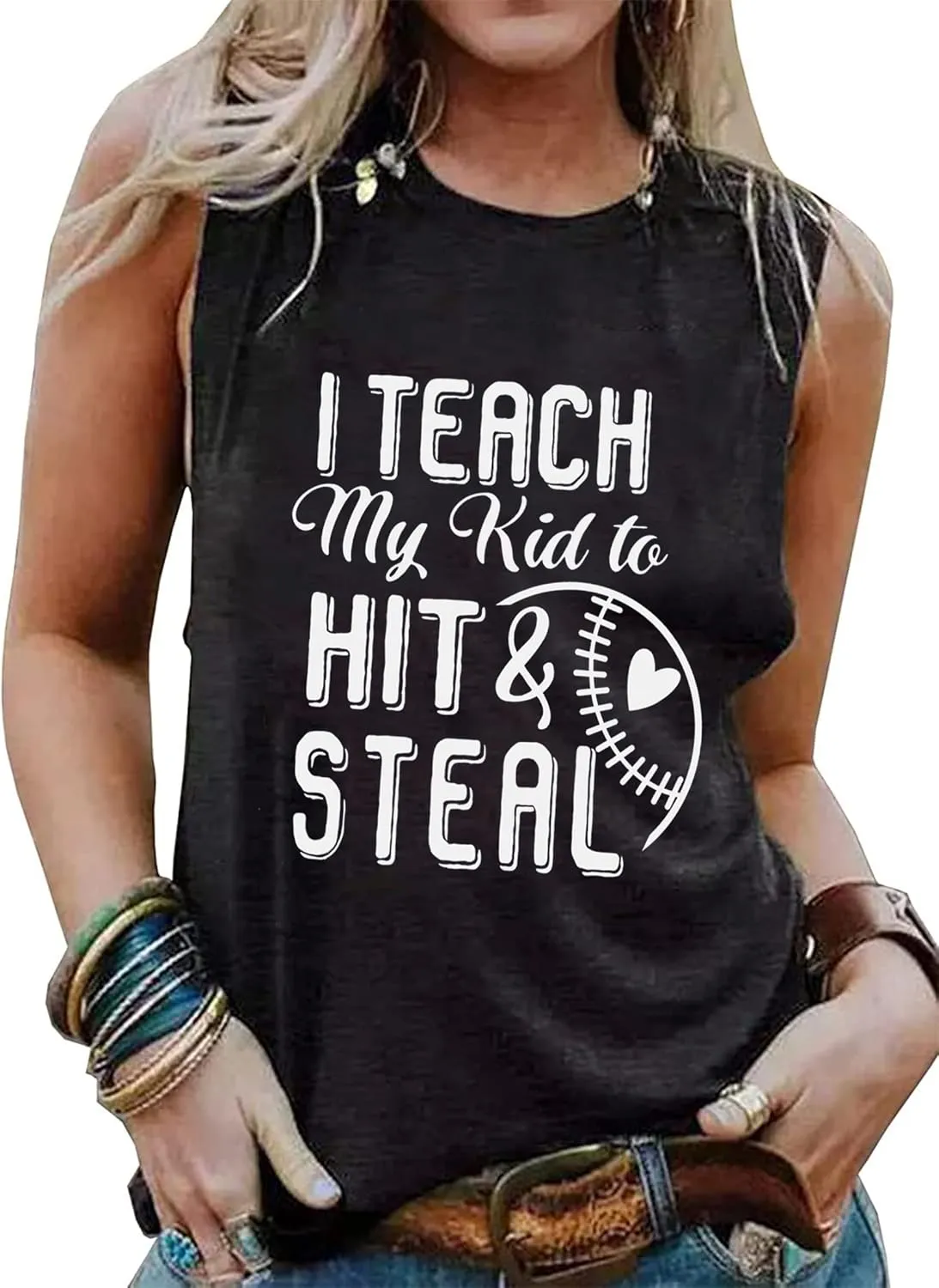 Baseball Tank Top for Women Funny Softball Graphic Tees Workout Casual Summer Sleeveless Muscle Shirt