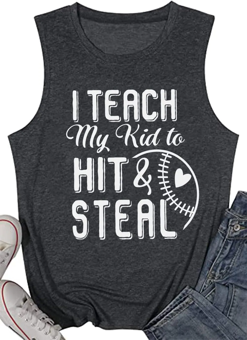 Baseball Tank Top for Women Funny Softball Graphic Tees Workout Casual Summer Sleeveless Muscle Shirt