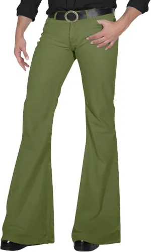 Bell Bottom Vintage Disco Pants for Men Slim Fit Twill Flared Trousers Classic 70s Stretch Wide Leg Pants Clubwear