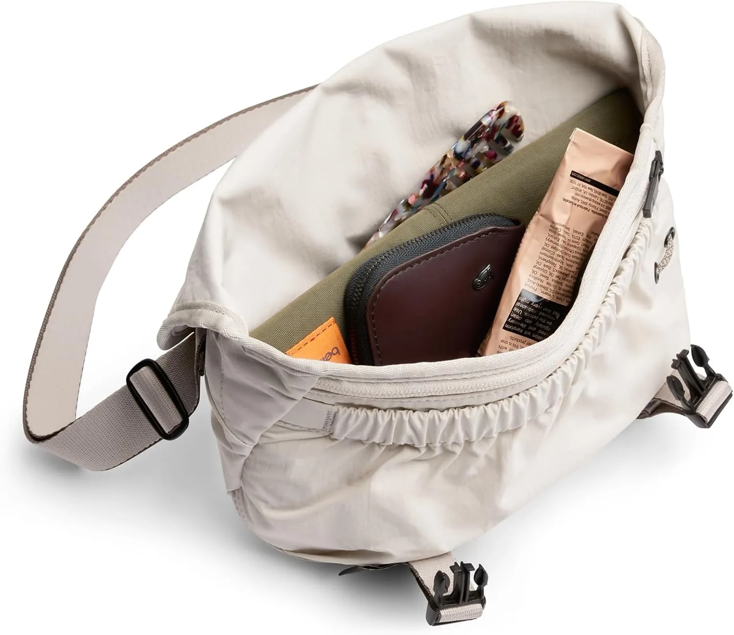 Bellroy Cinch Mini Messenger (6 liter lightweight, compact shoulder bag, water-resistant fabric, effortless organization) - Oat