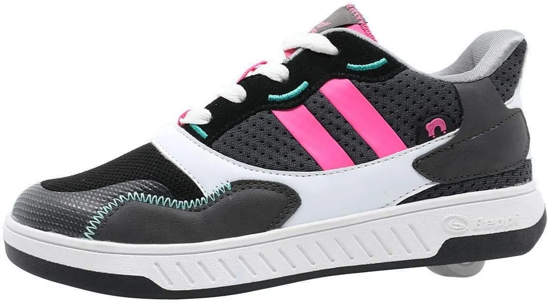 Beppi Roller Sneakers for Girls & Boys Skate Shoes with Wheels Black/Pink, Size 6.5